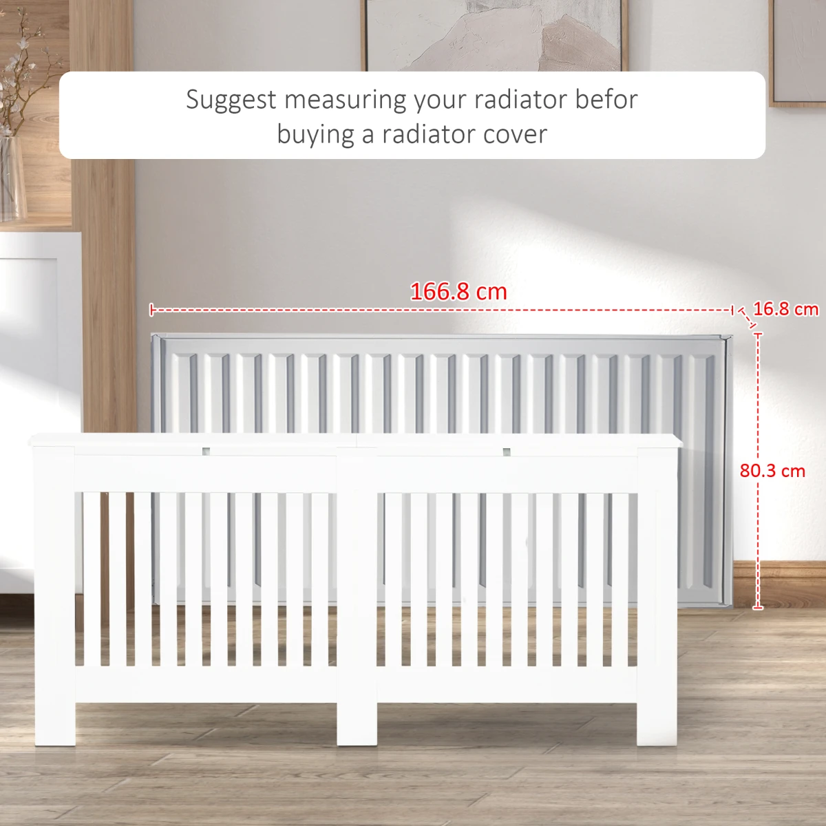 HOMCOM Radiator Cover 172x19x81.5cm Slatted Home by Homcom