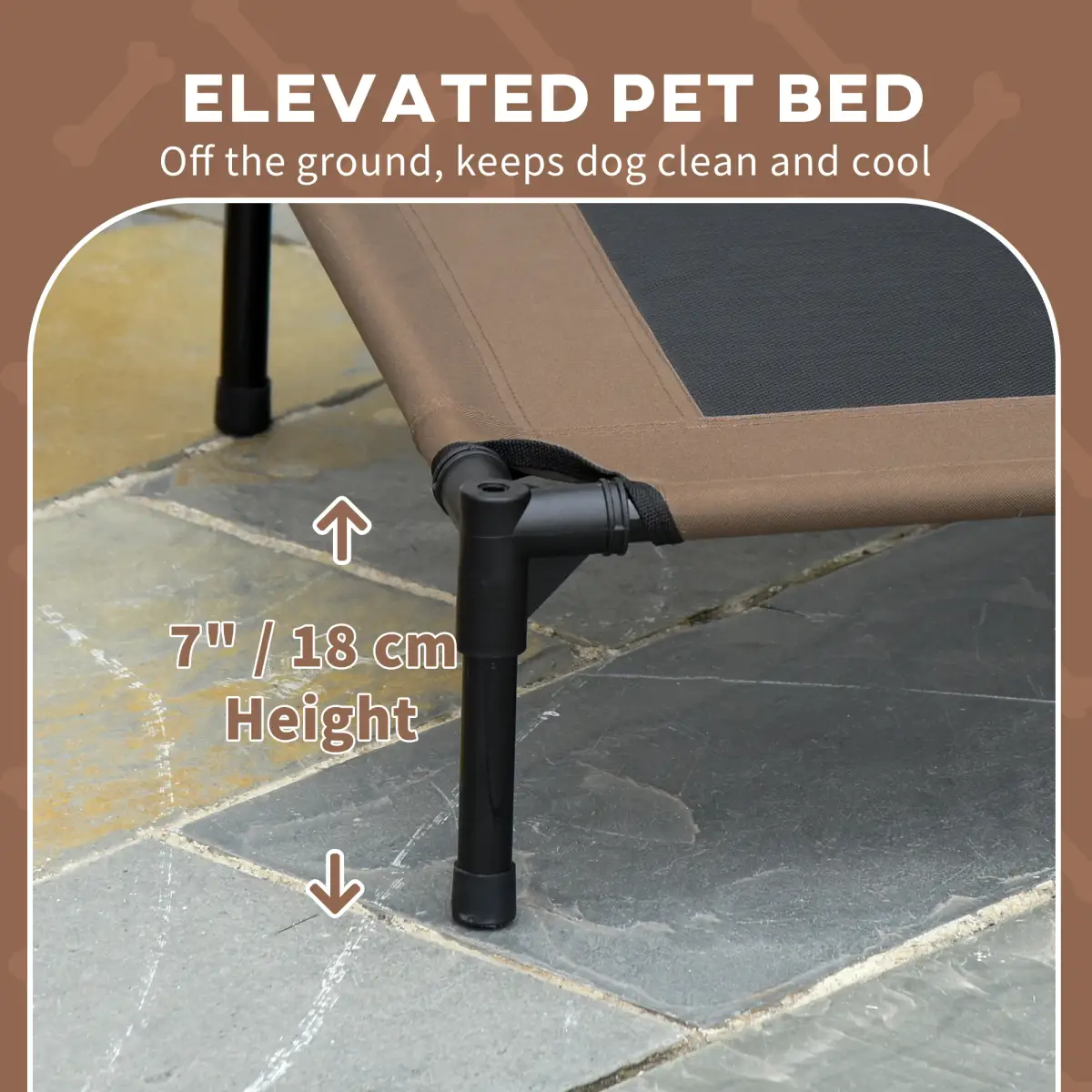 PawHut PawHut 76cm Elevated Dog Bed Cooling Raised Pet Cot UV Protection Canopy Coffee - Dog Beds