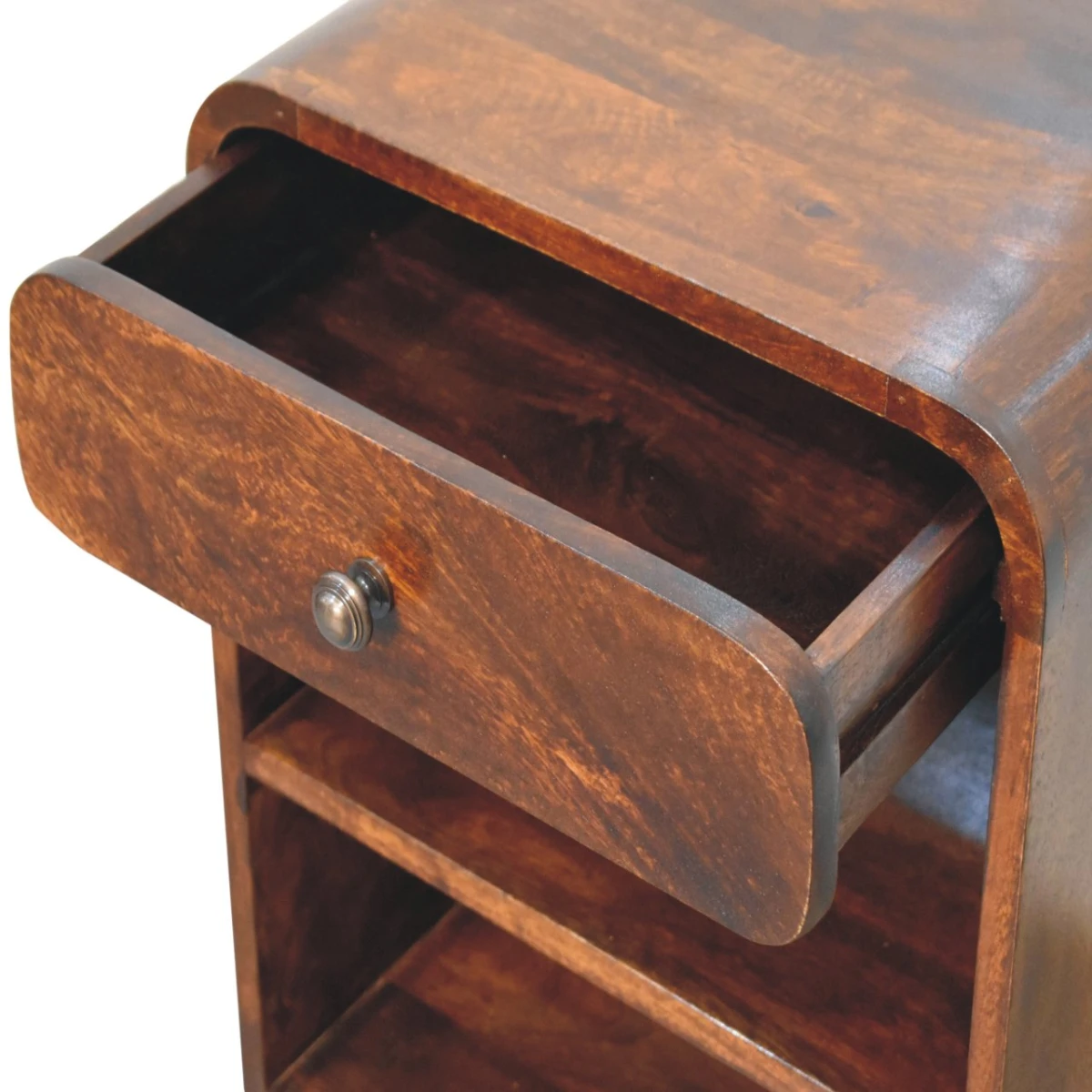 Artisan Furniture Artisan Bedside Table Aspen 18in Wide 14in Deep 24in High 1 Drawer 2 Open Shelves Bedroom Storage - Bedside Table