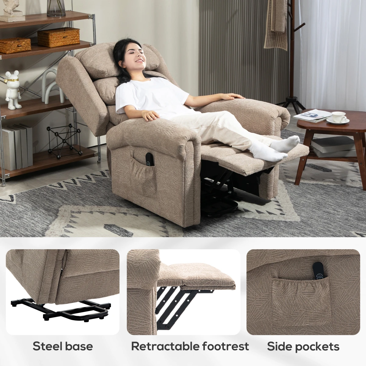 HOMCOM Lift Recliner Chair Oversized Remote for Elderly by HOMCOM