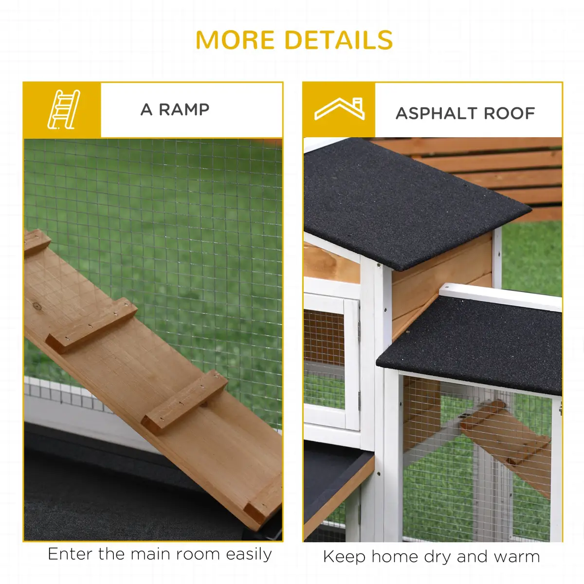Unbranded 2-Tier Wooden Rabbit Hutch Guinea Pig House Pet Cage Outdoor Tray Ramp Pawhut - Rabbit Hutch