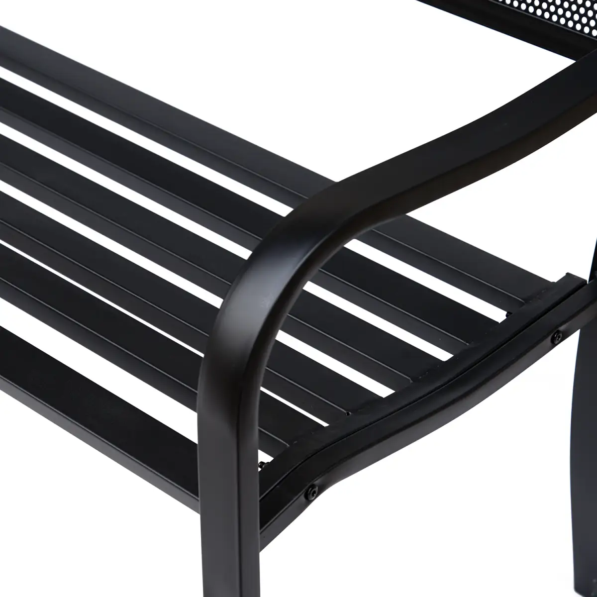 Outsunny 2 Person Garden Bench, Steel-Black - Garden Chairs