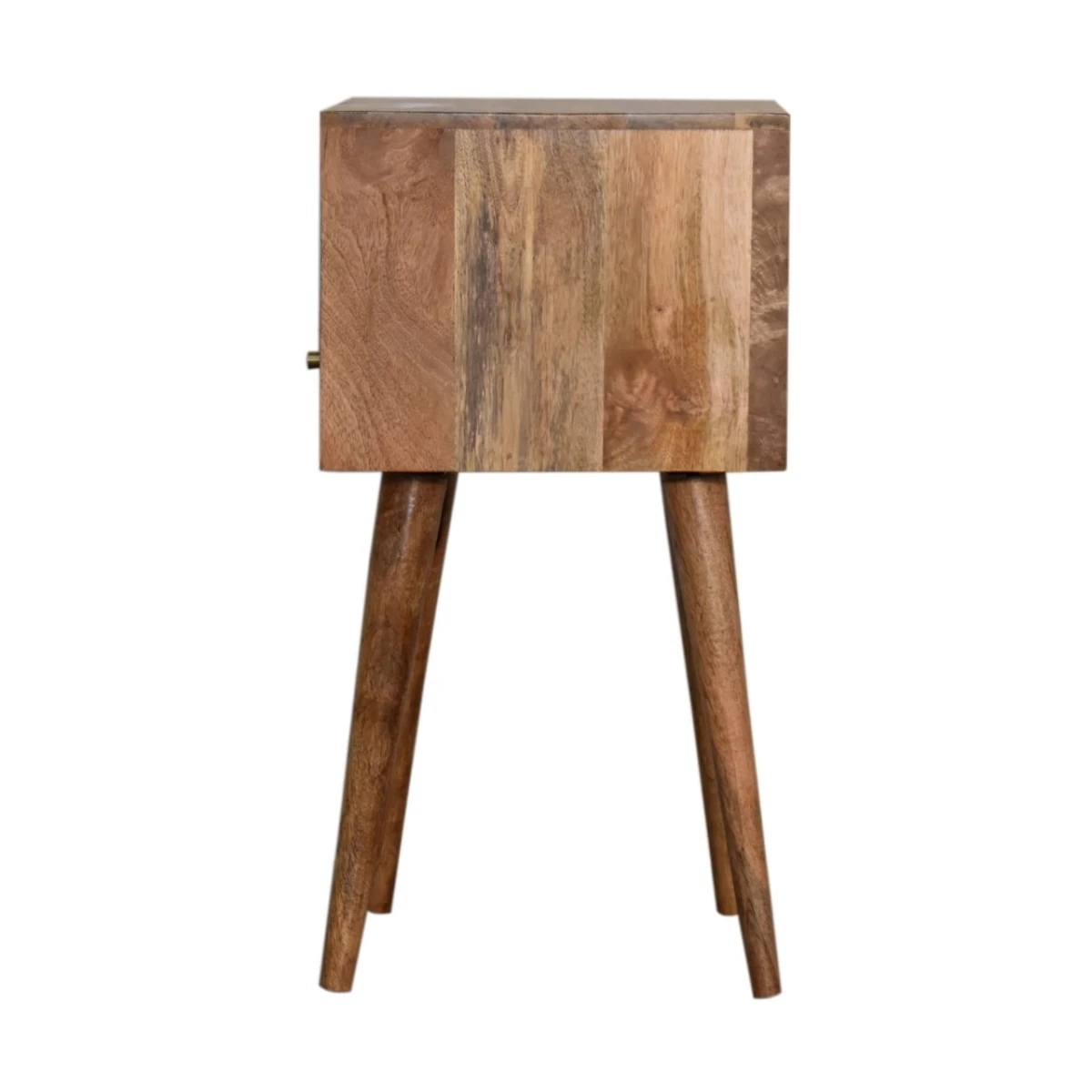Artisan Furniture Artisan Nightstand Compact Mango Wood Navy Hand Painted Drawer Open Shelf Bedroom Decor And Storage - Bedside Table