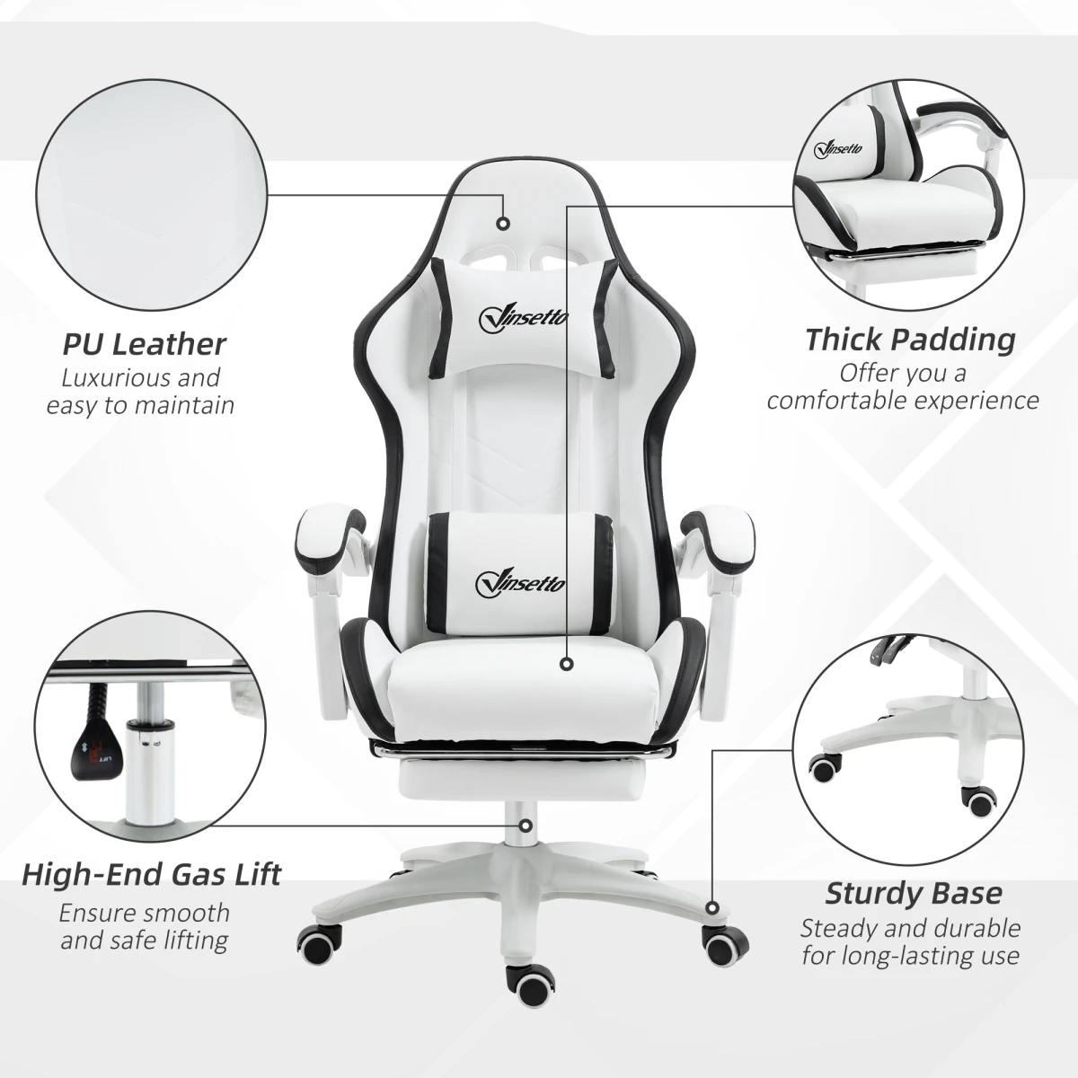 Vinsetto Racing Chair Slim Recline Footrest by Vinsetto