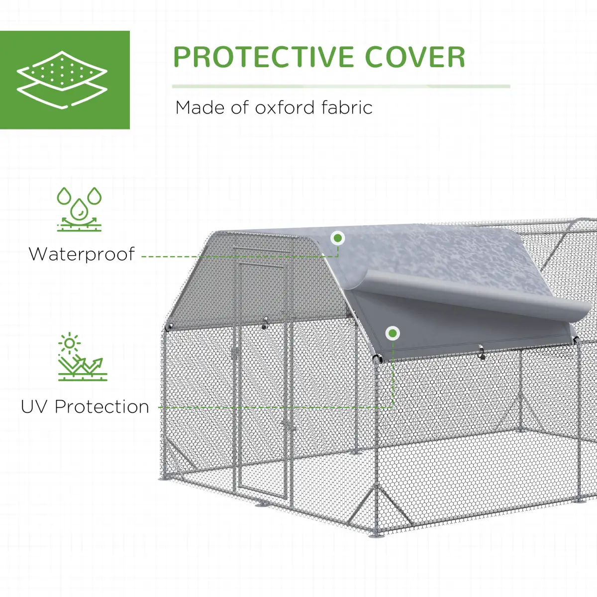 PawHut Chicken Run W/ Roof, Walk In Chicken Coop for 10-12 Chickens, Hen House - Chicken Coop
