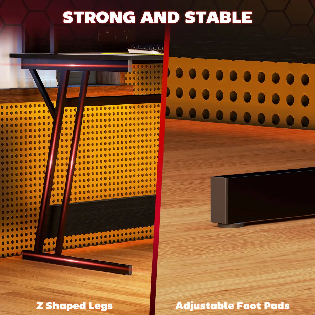 HOMCOM HOMCOM LED Gaming Desk with Power Outlets and Monitor Stand 100 x 60cm Black - Desk