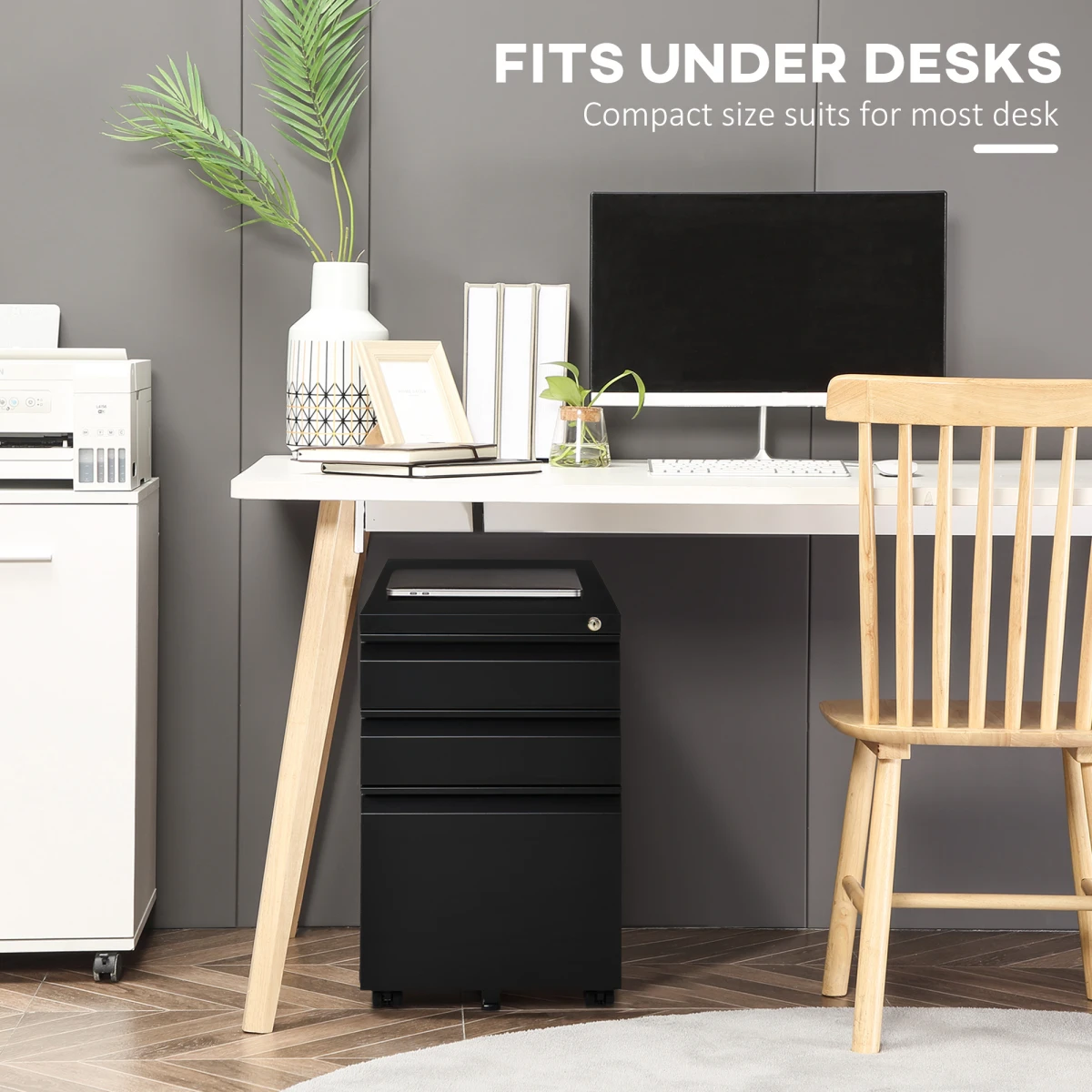 Vinsetto Vinsetto Vertical File Cabinet 3-Drawer Lockable Metal with Central Locking for Office Use - Filing Cabinet
