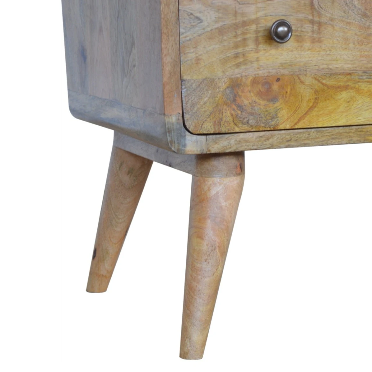 Artisan Chest 4 Drawer Solid Mango Wood Curved Oakish Finish with Nordic Legs for Bedroom Storage by Artisan Furniture