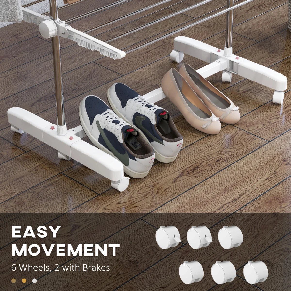 Premium Clothes Rack 4 Layer Folding With Wheels For Home by HOMCOM