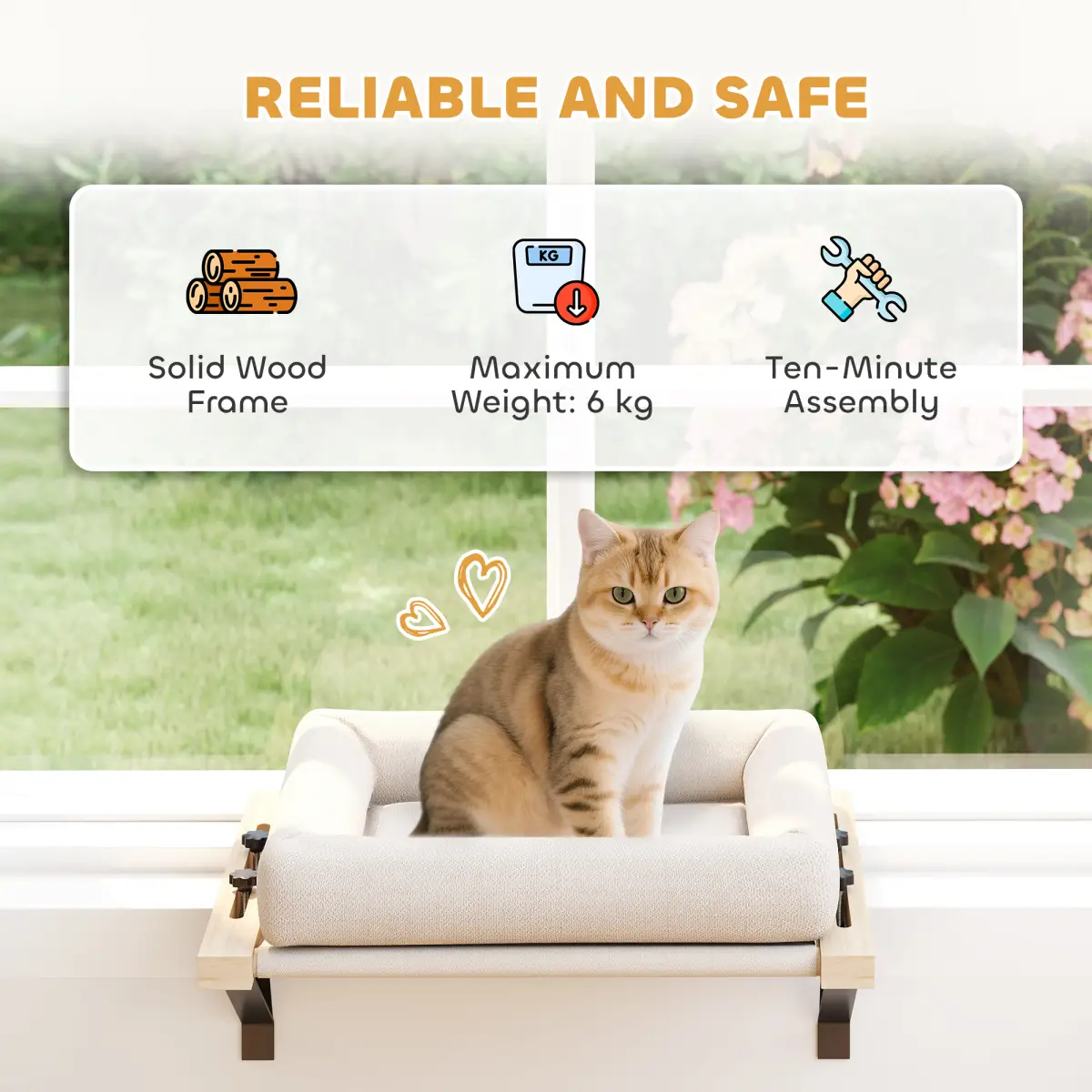 PawHut PawHut Cat Radiator Bed, Adjustable Hanging Cat Hammock with Cushion, Cream - Cat Beds