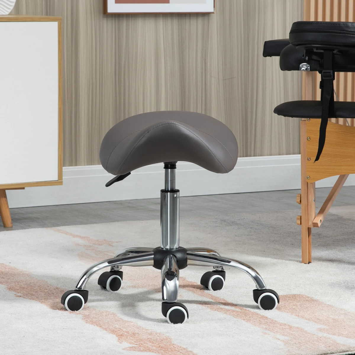 HOMCOM HOMCOM Saddle Stool 49-61cm Ergonomic Hair Salon - Bar Stool