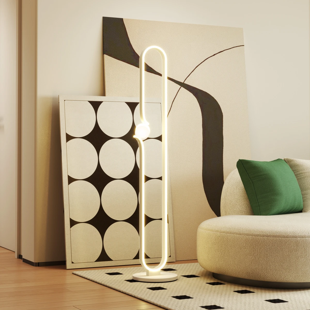 HOMCOM HOMCOM Dimmable LED Floor Lamp with Glass Shade for Cozy Living Rooms - Lamp