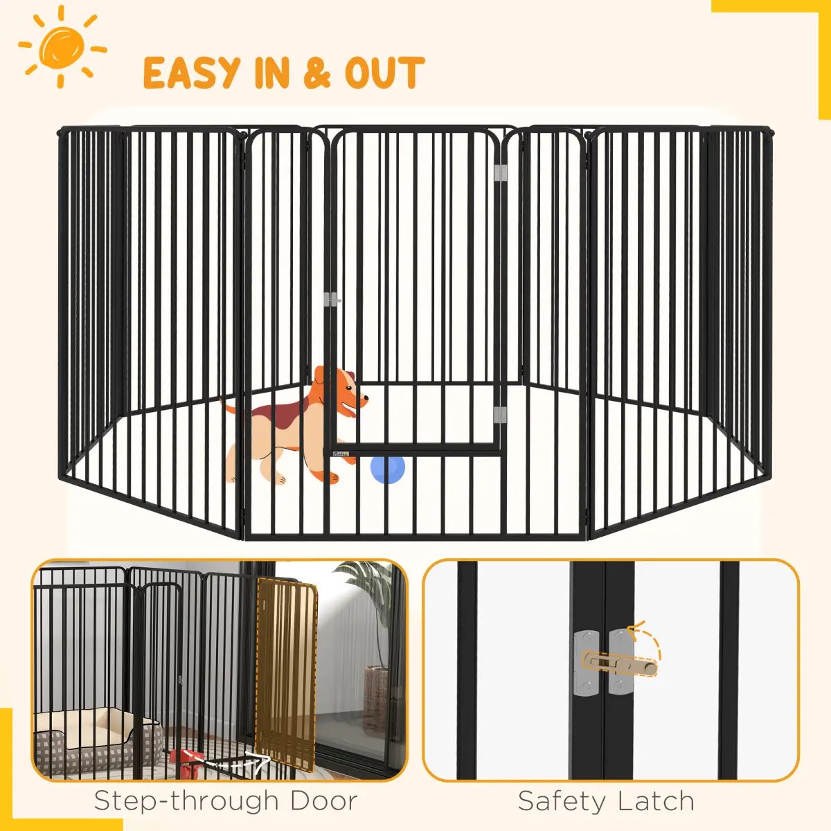 PawHut PawHut 100cm 8 Panels Heavy-Duty Dog Playpen for Small, Medium Dogs - Pet Playpen