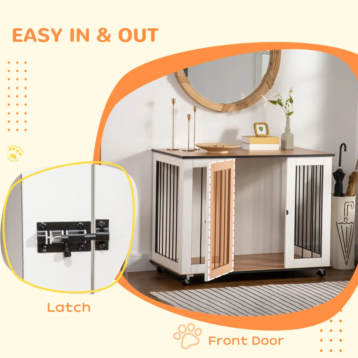 Unbranded Dog Crate Furniture End Table w/ Lockable Door, for Large Dogs - White Pawhut -