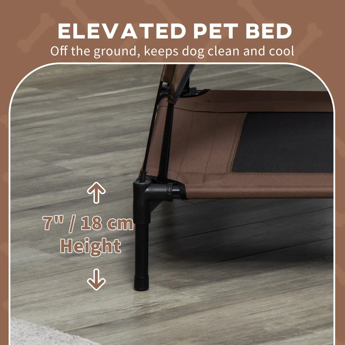 PawHut 92 cm Elevated Pet Bed Dog Cot Tent with Canopy Instant Shelter Outdoor Coffee - Dog Beds