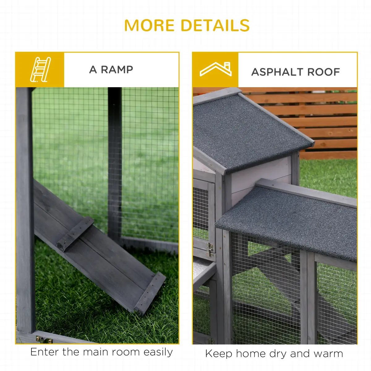 Pawhut 5ft Wooden Rabbit Guniea Pigs Hutch with Run 2 Tiers Outdoor Cage Pet House - Rabbit Hutch