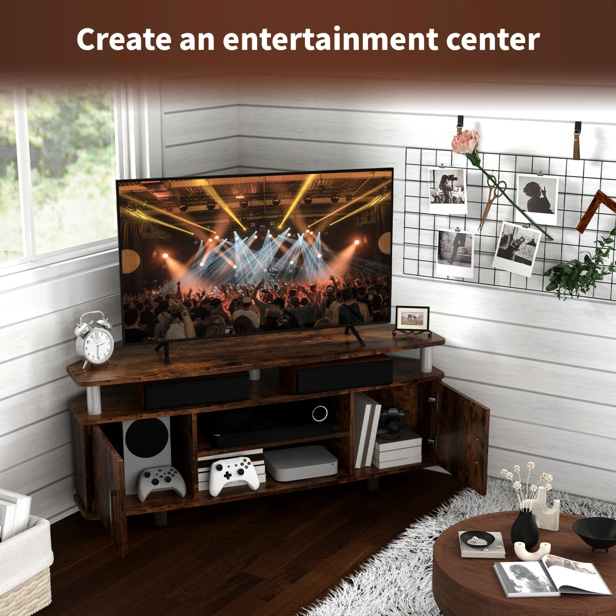 HOMCOM HOMCOM TV Unit Cabinet 120cm Length Storage Living Room - TV Unit