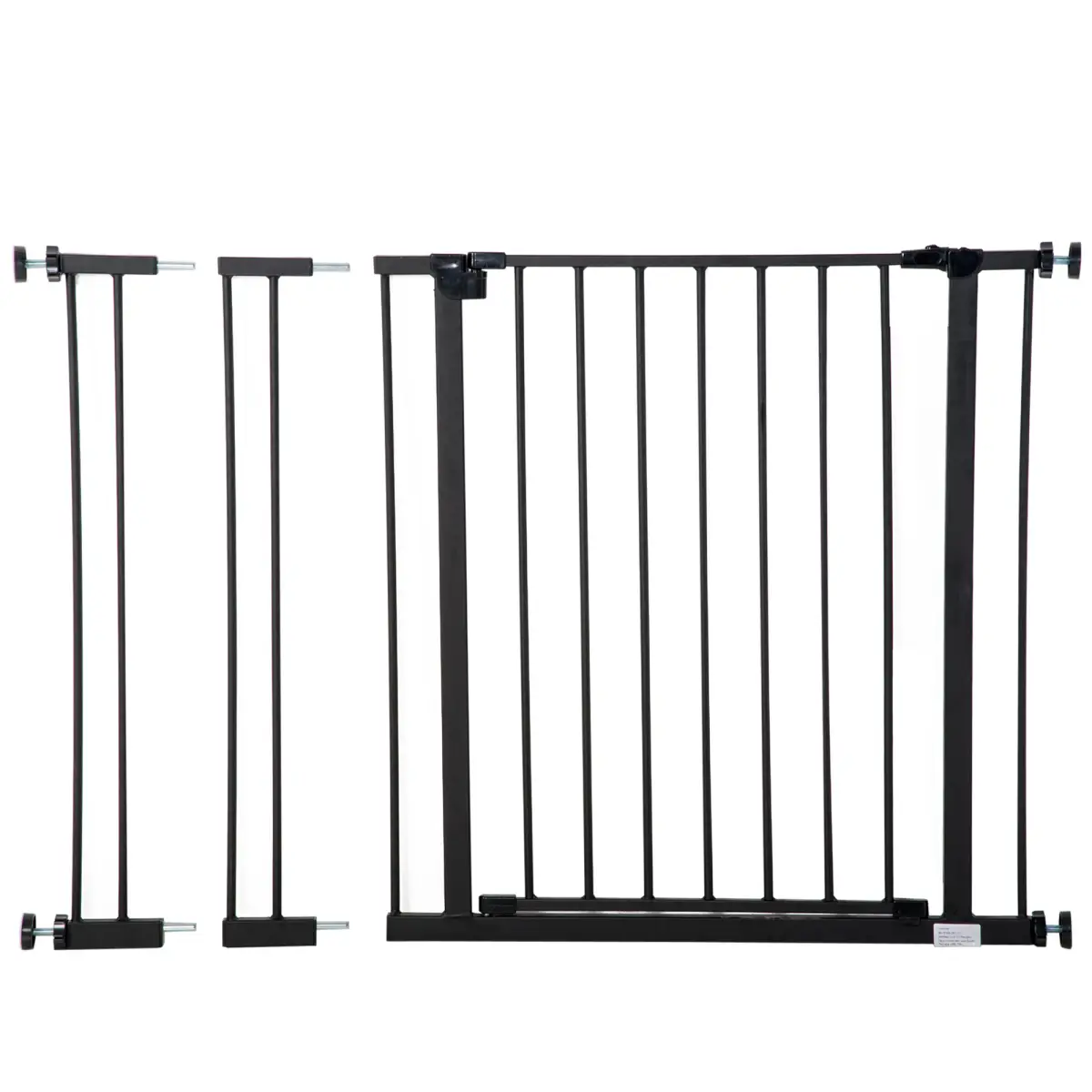 Pawhut Pressure Fit Dog Gate Pet Barrier for stairs doorway, 76-107cm Width Black - Pet Gate