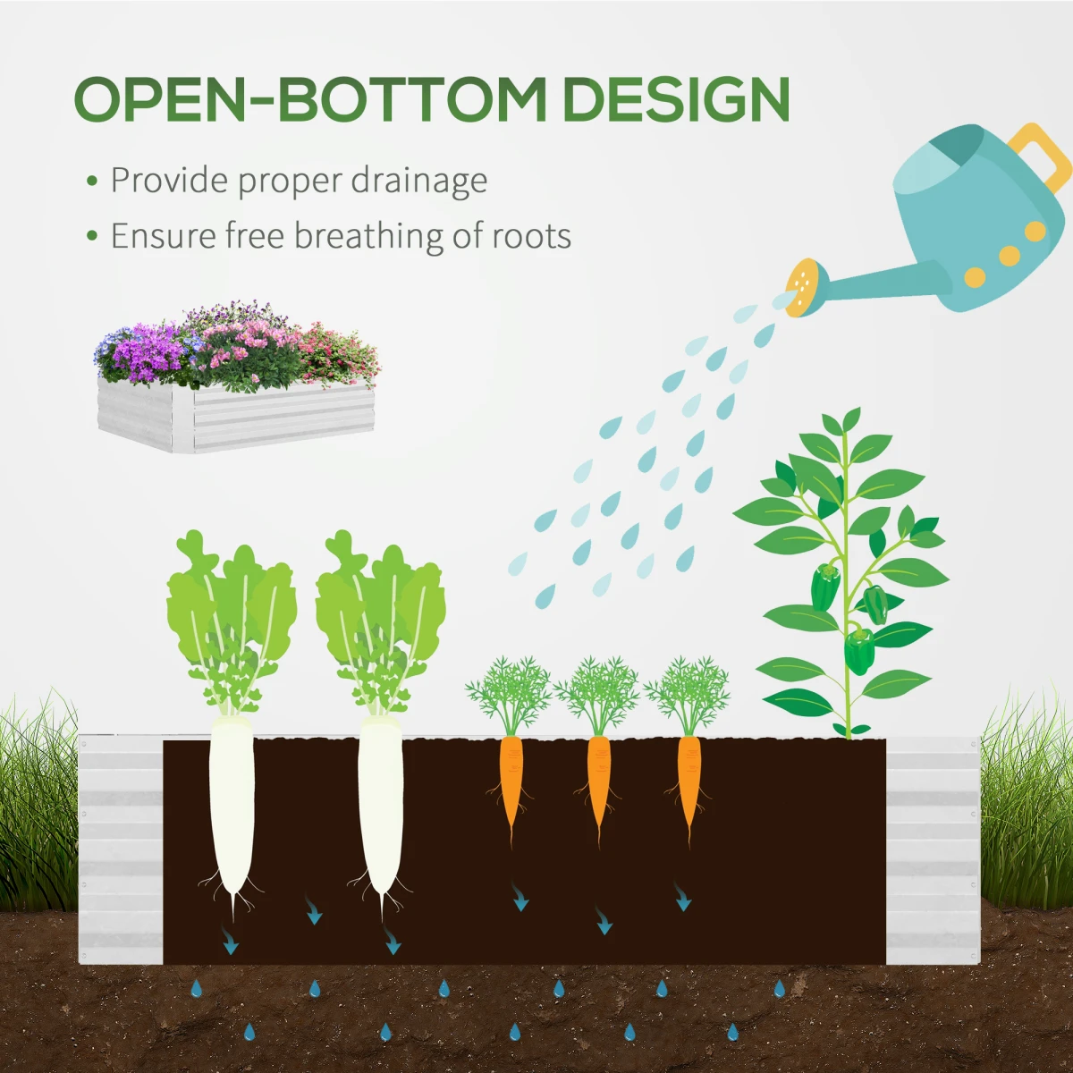Premium Steel Raised Garden Box Dual Use Greenhouse Kit by Outsunny