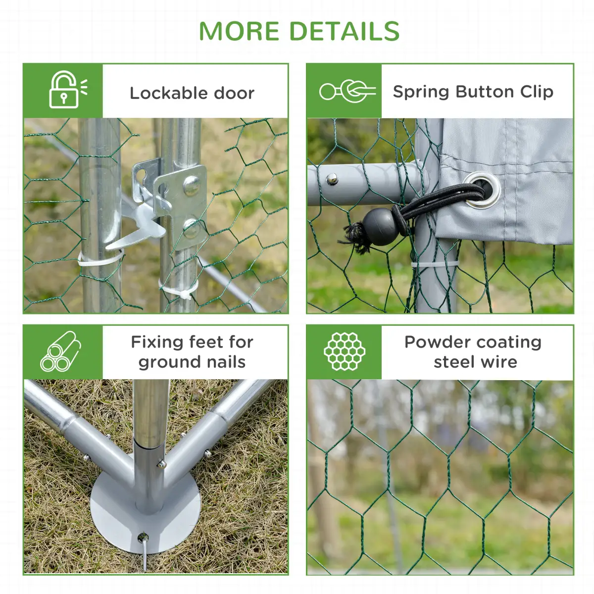 PawHut PawHut Walk-In Chicken Run Galvanised Chicken Coop with Cover 2.8 x 1.9 x 2m - Chicken Coop