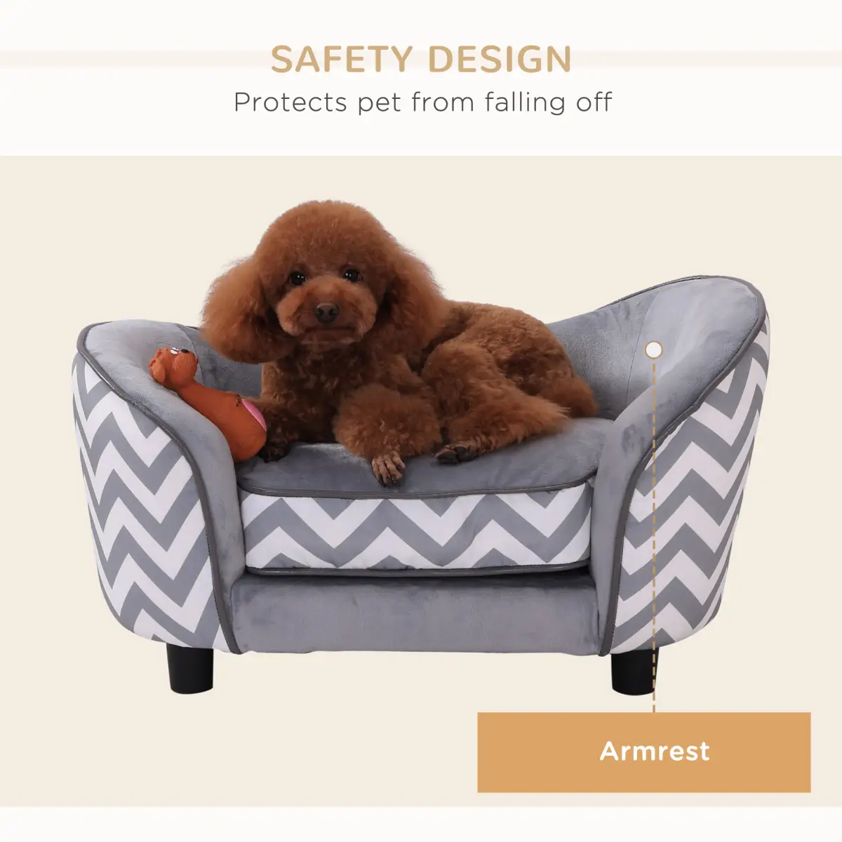 PawHut PawHut Dog Sofa Pet Couch for XS Dogs with Removable Sponge Padded Cushion Grey - Dog Beds