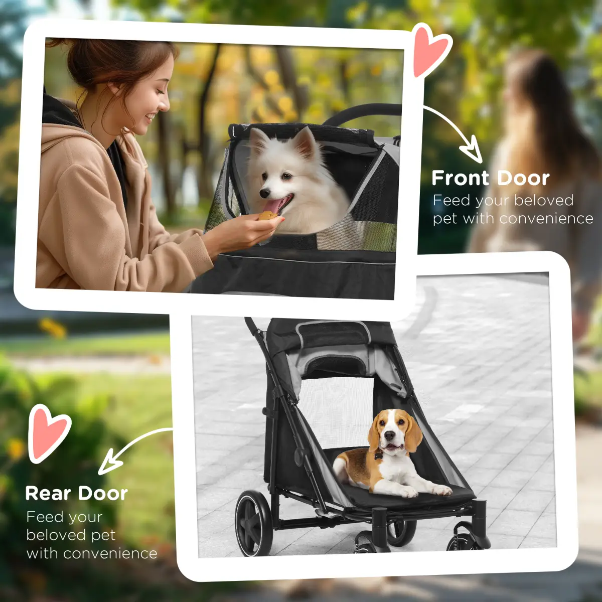 PawHut PawHut Foldable Dog Carriage w/ Universal Wheels, Shock Absorber - Black - Pet Carrier