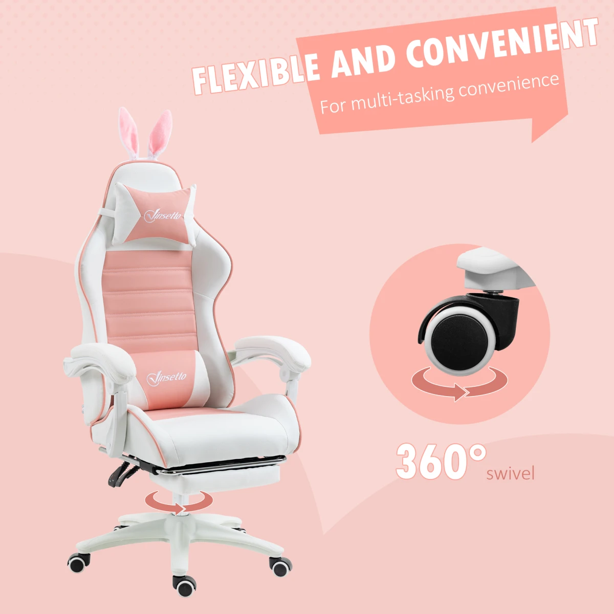 Vinsetto Racing Chair Standard Rabbit Ears Gaming by Vinsetto