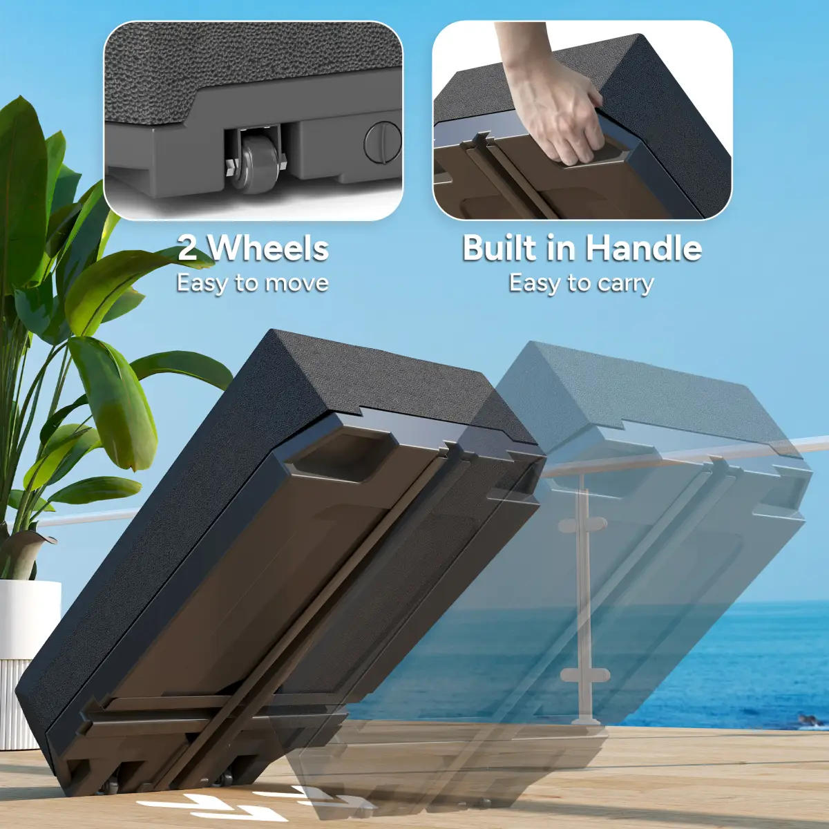 Outsunny Outsunny Cantilever Parasol Base for Banana Parasol w/ Wheels Water Sand Filled - Parasol
