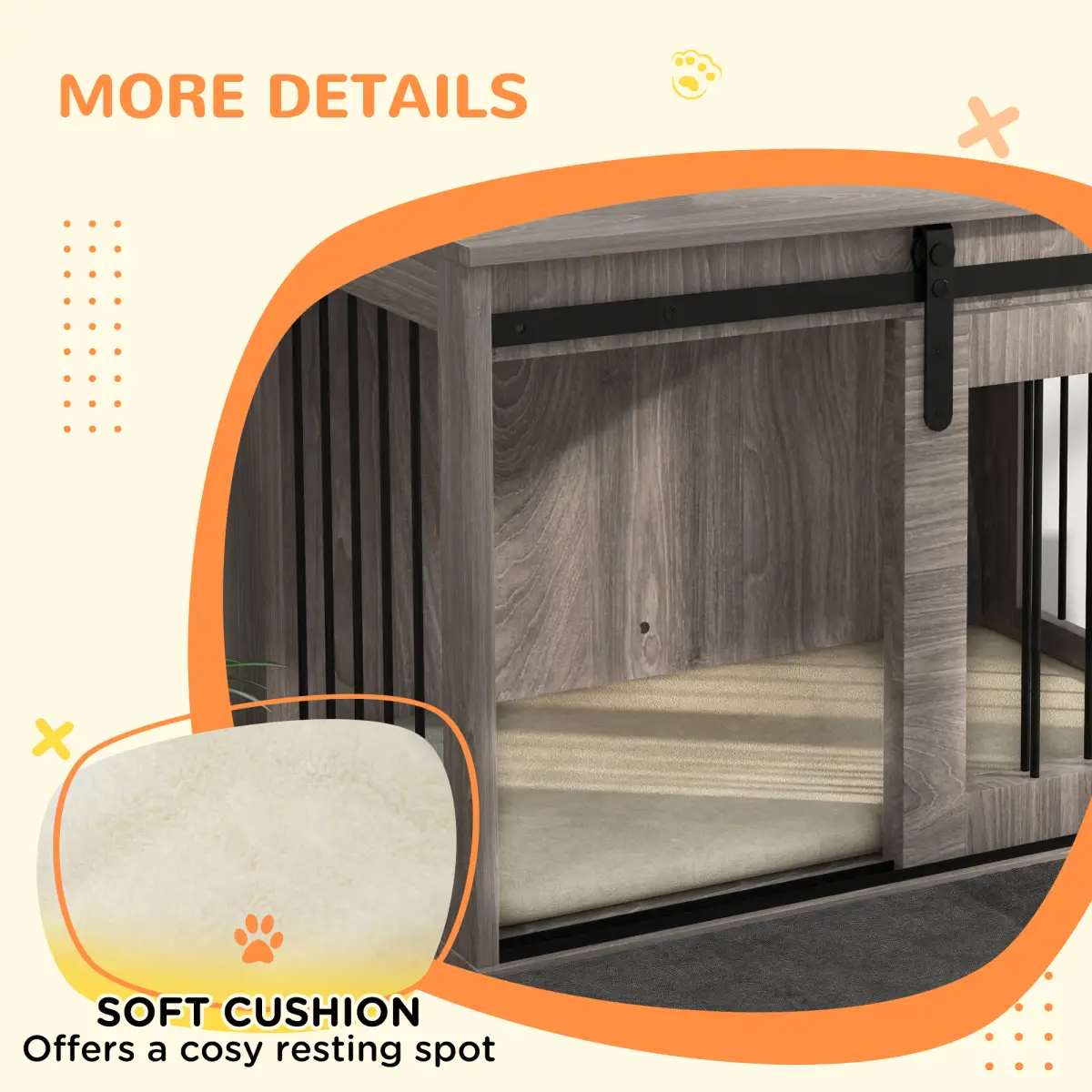 PawHut PawHut Dog Crate Furniture with Removable Cushion, for Medium Dogs - Brown - Dog Crate
