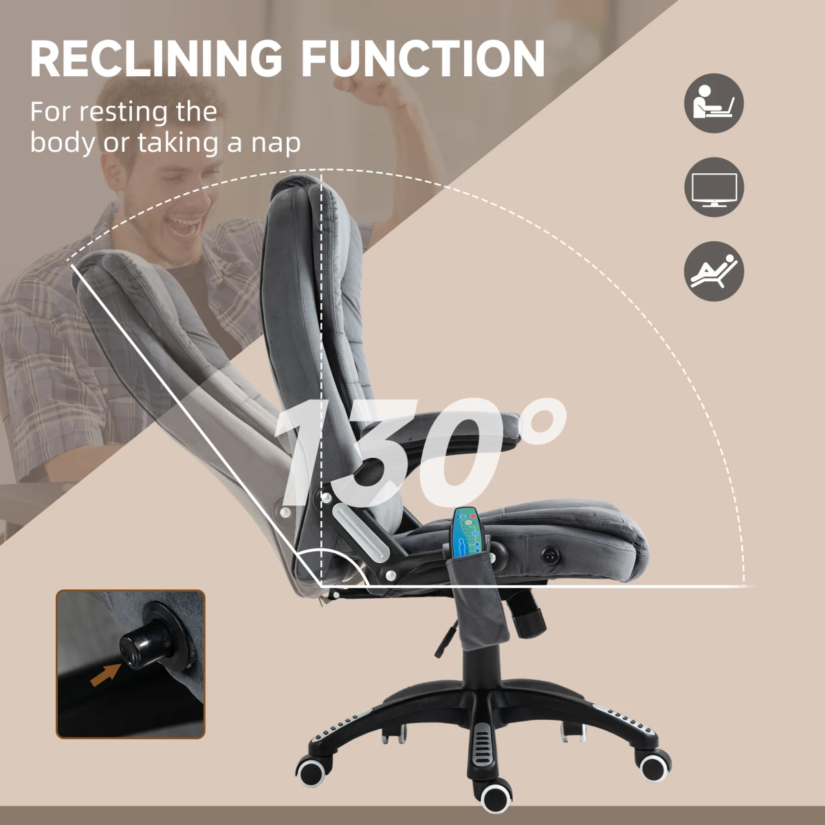 Premium Executive Massage Recliner Chair Full Size Six Point Heating Headrest Office Use by Unbranded