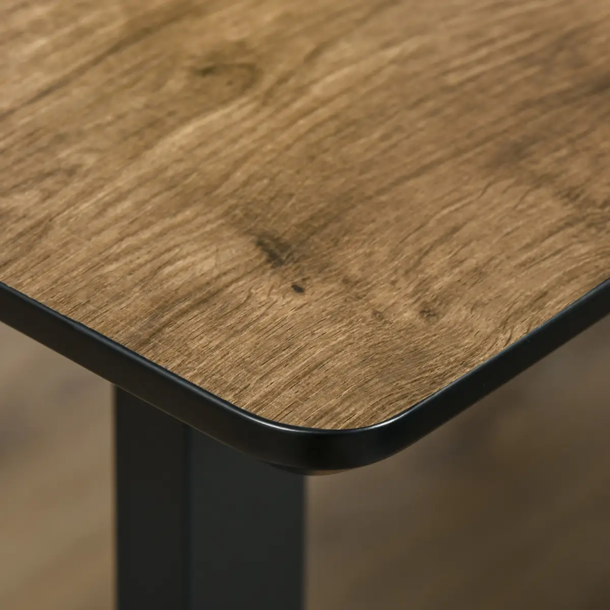 Extendable Dining Table Rectangular Wood Effect Tabletop with Metal Frame - Dining Table