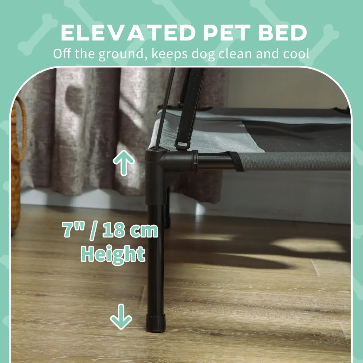 Unbranded 61 cm Elevated Dog Bed Cooling Raised Pet Cot UV Protection Canopy Grey Pawhut - Dog Beds
