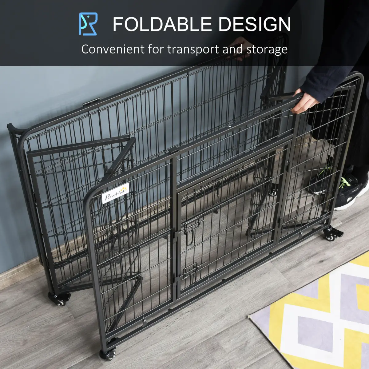 Unbranded 78x109cm Metal Dog Cage Kennel w/ Locking Door & Wheels Large Pets Pawhut - Dog Kennel