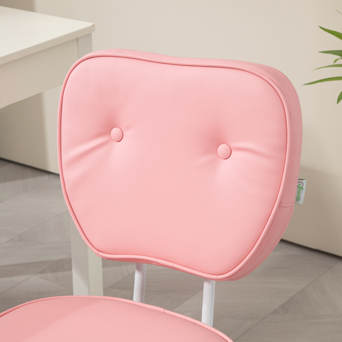 Vinsetto Vanity Office Chair, PU Leather Computer Chair for Home, with Adjustable Height, Armless, Swivel Wheels, Pink - from Vinsetto
