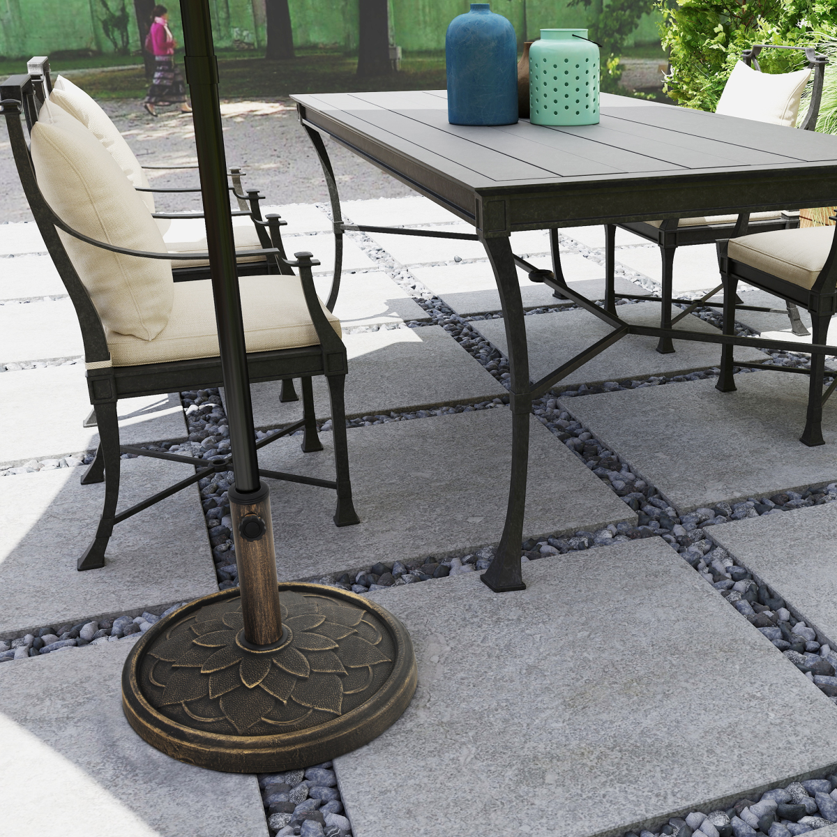 Outsunny Outsunny 12kg Resin Garden Parasol Base Sun Umbrella Base, Bronze Tone - Parasol