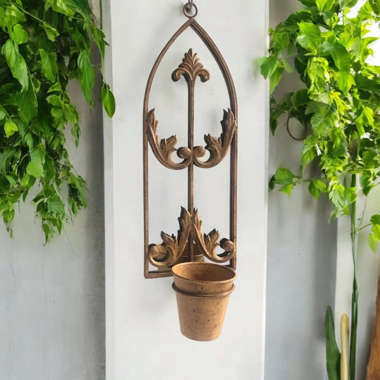 MSL 60cm RUSTY WALL MIRROR WITH SINGLE PLANTER - Planters