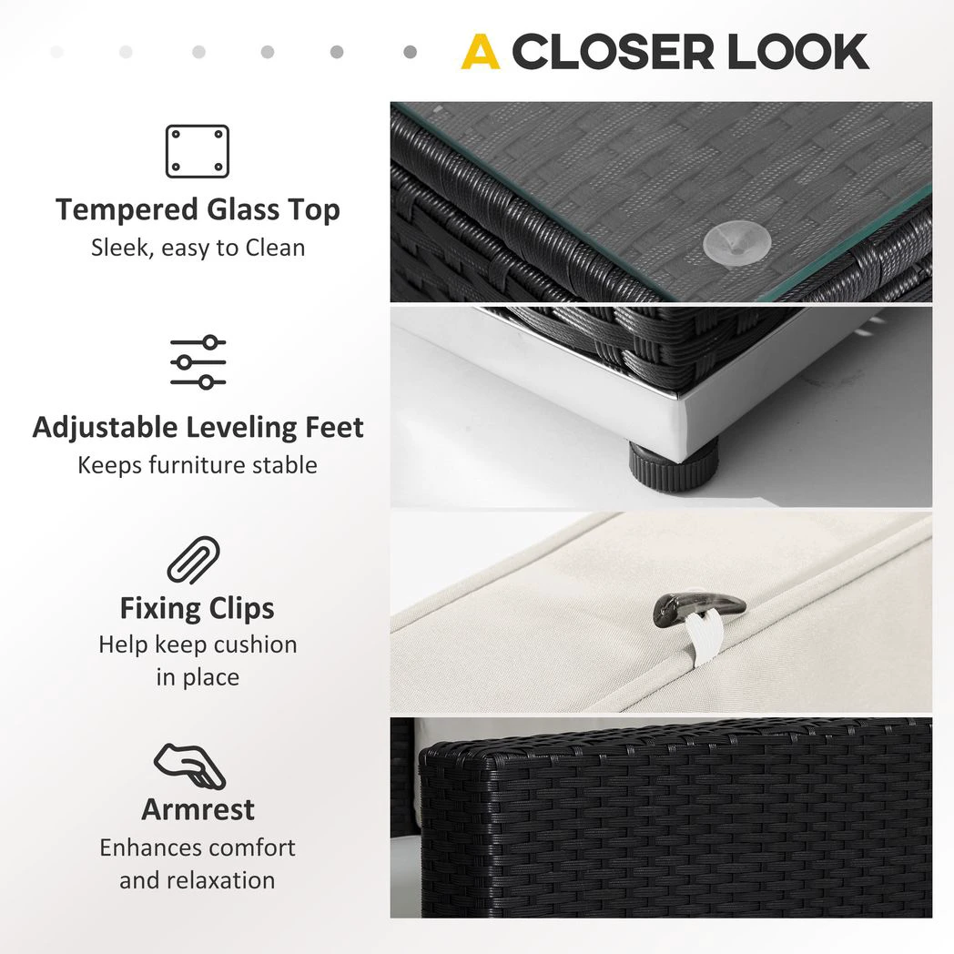 8 Pcs Rattan Sofa Set W/Cushions by Outsunny