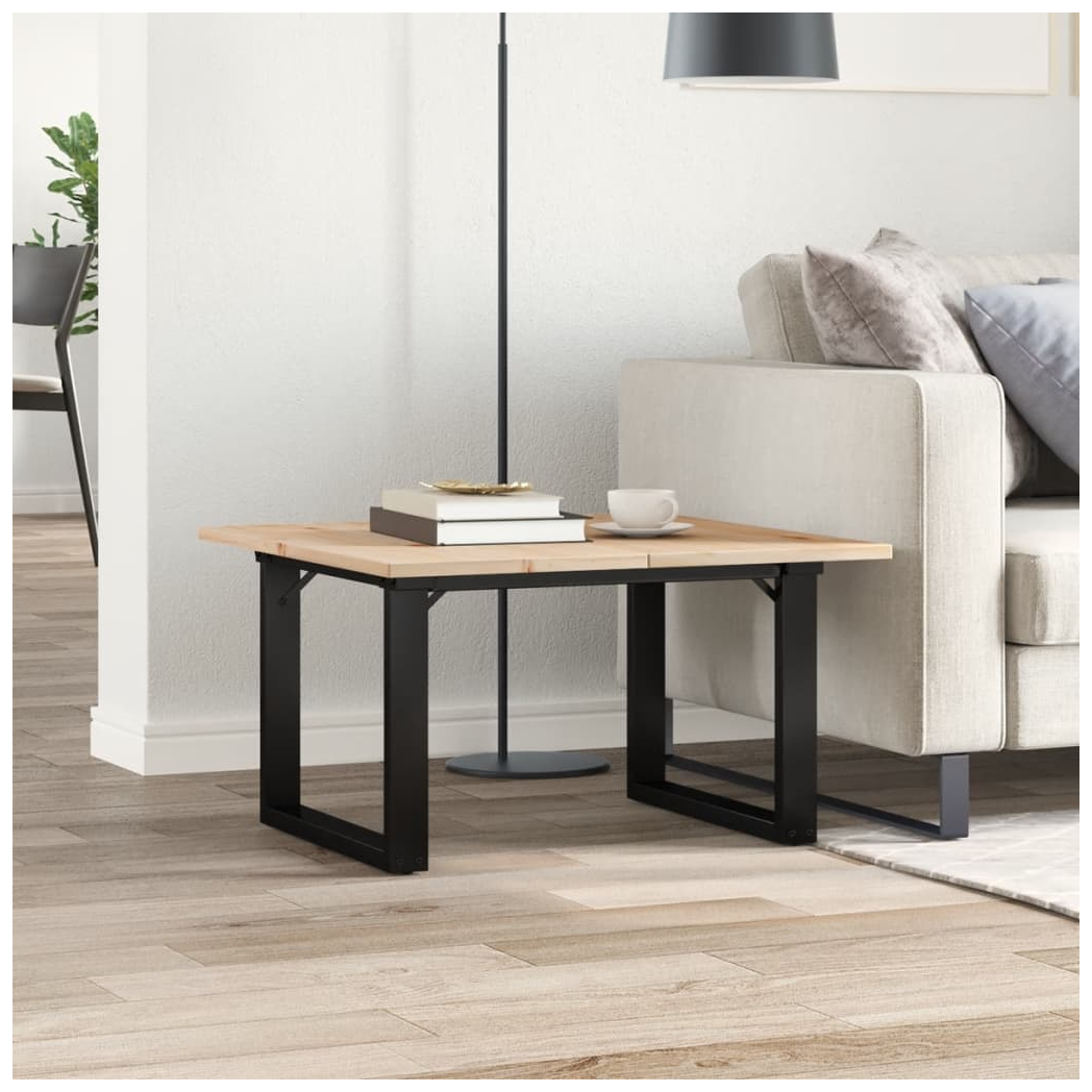 VidaXL Coffee Table 70x70x40 cm O Frame Solid Pine Wood Cast Iron For Living Rooms by vidaXL