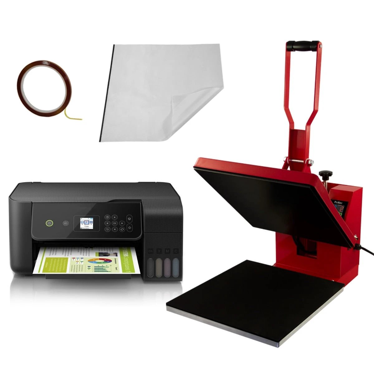 PixMax T-Shirt Sublimation Heat Press Machine, 38cm x 38cm Clam, Red by Monster Shop