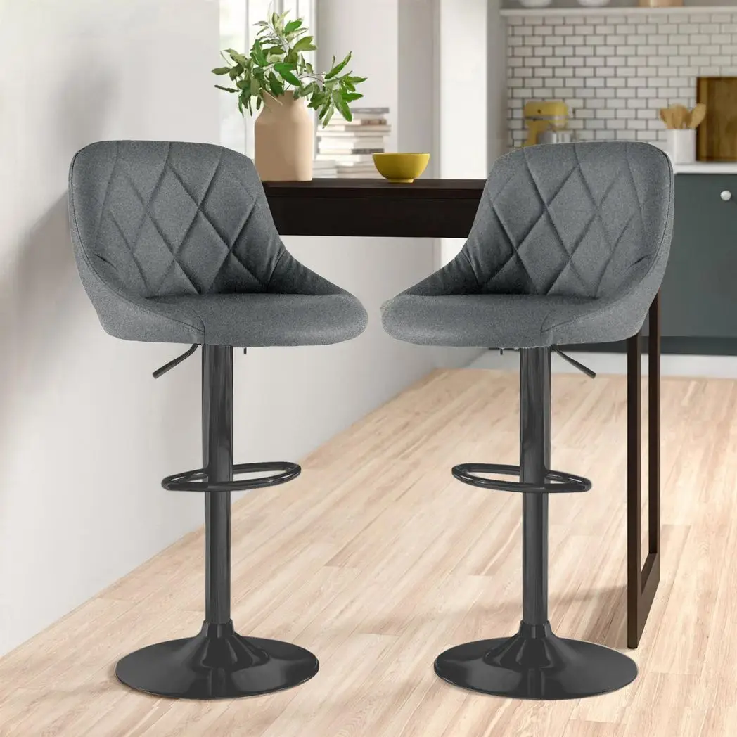 Neo Neo Set of Two Dark Grey Fabric Bar Stools - Bar Stool
