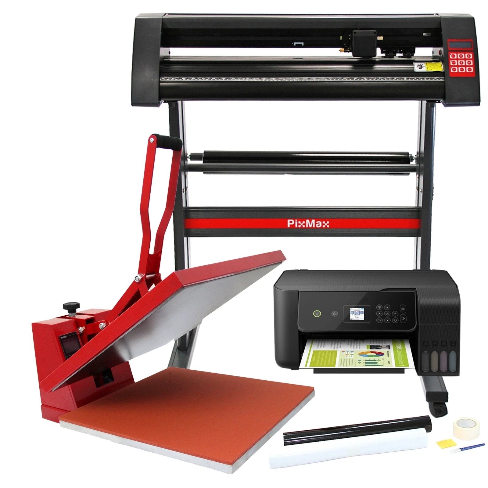 PixMax 50cm Clam Heat Press, Vinyl Cutter, Printer, Weeding Pack by Monster Shop