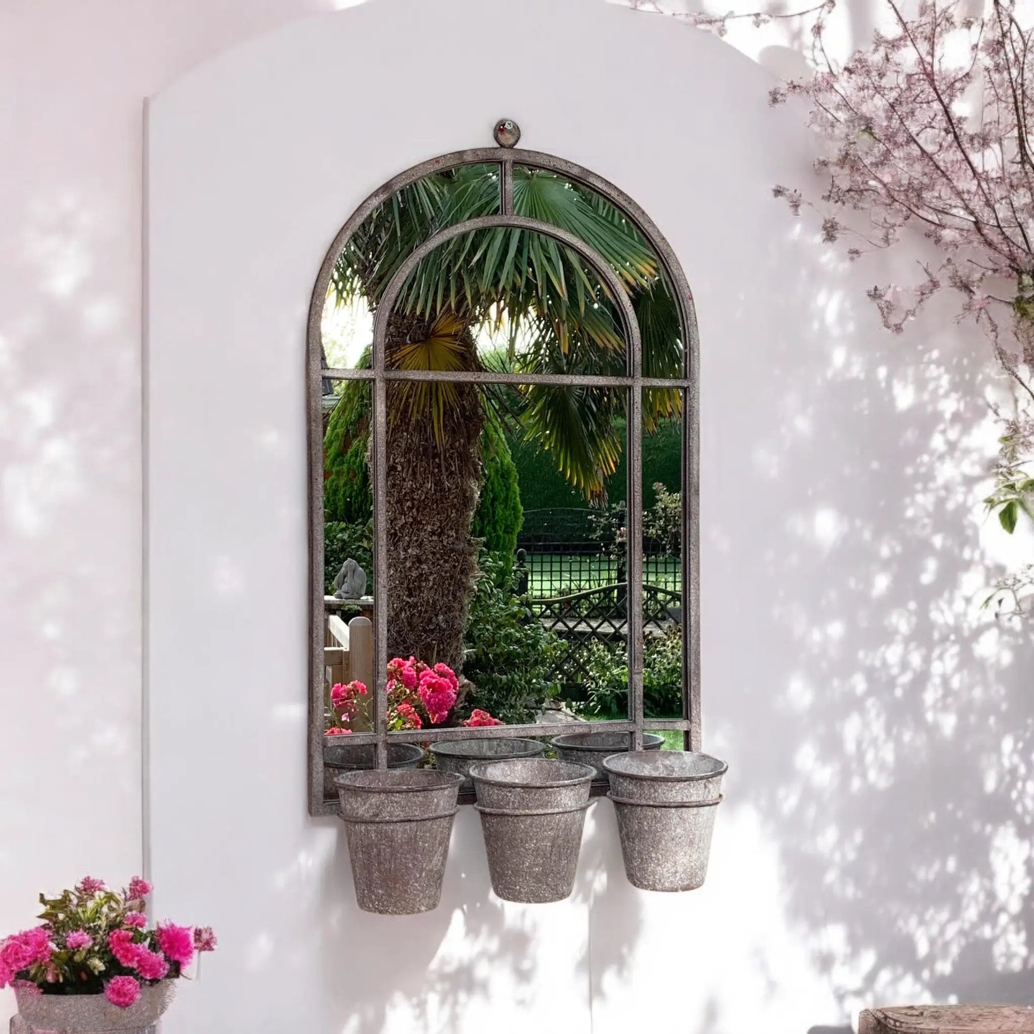 MSL 80CM WALL MIRROR WITH TRIPLE PLANTER - Planters
