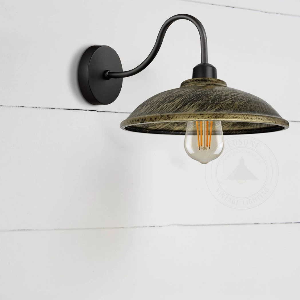 Brushed Brass Wall Light Swan Neck Hemisphere For Bedroom by Un-branded