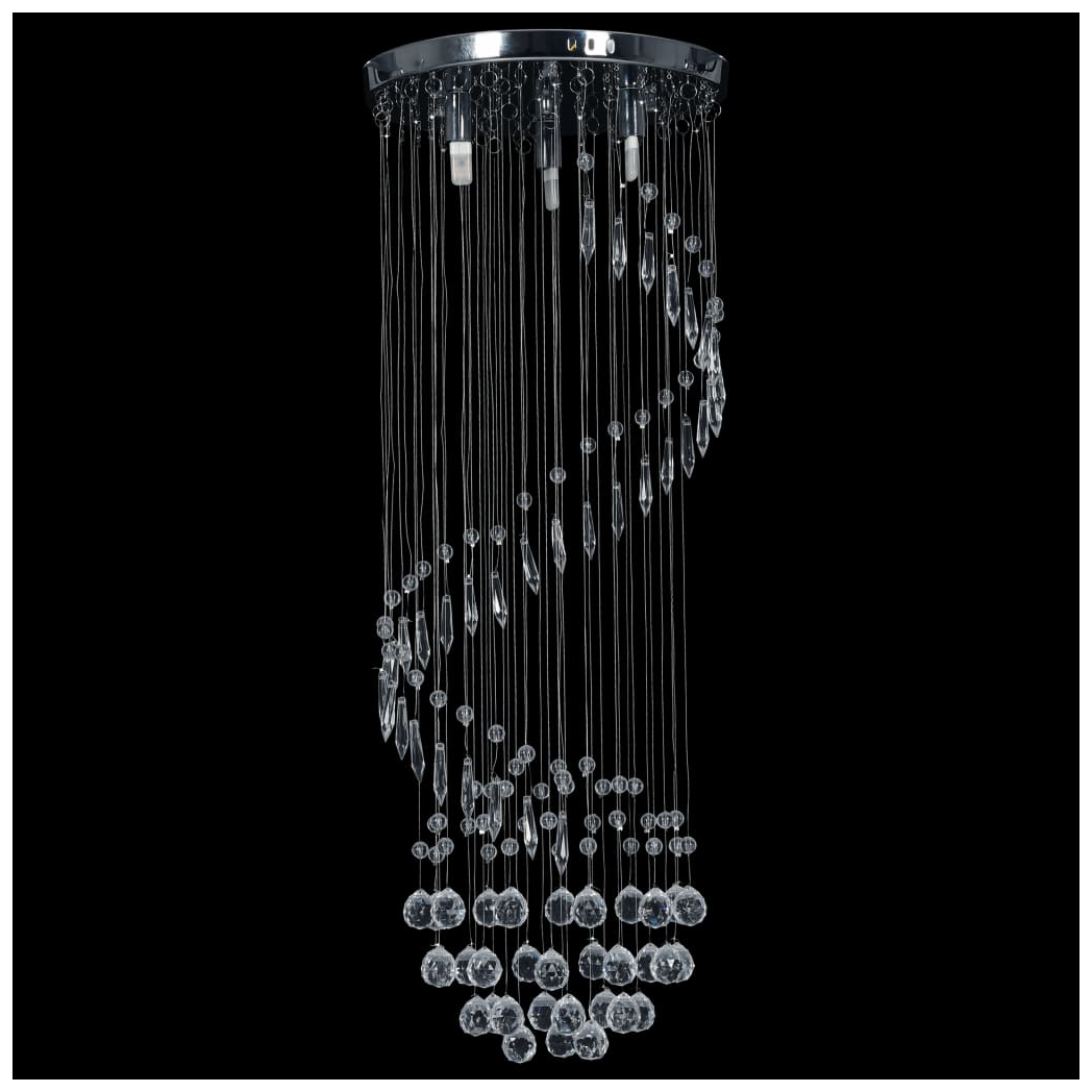 vidaXL Ceiling Lamp Crystal Beads Silver Spiral G9 Elegant Home Decor Statement Lighting by vidaXL