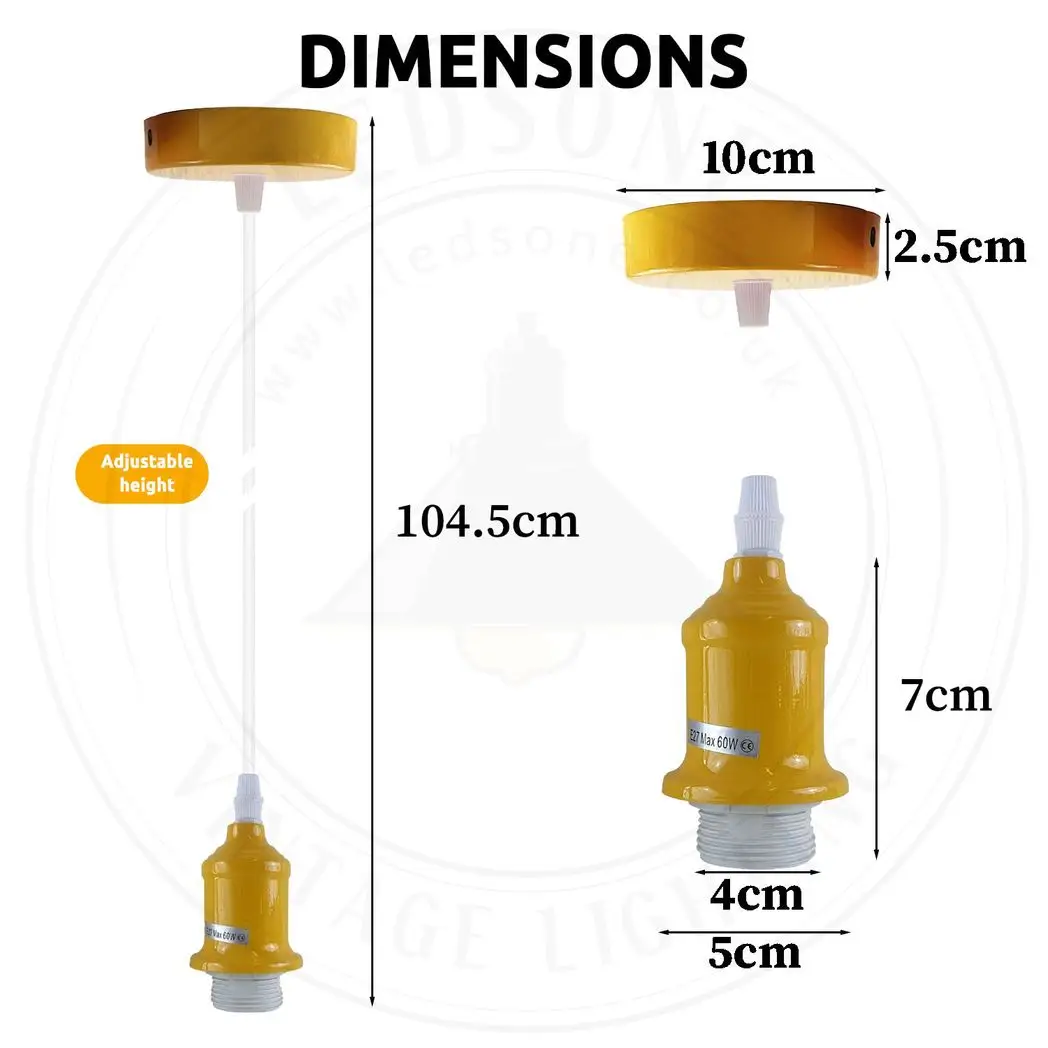 LEDSONE 6 Pack Industrial Pendant Light Fitting, Lampshade Addable E27 Lamp Blue Holder Fitting Set With PVC Cable - Pendant Lights