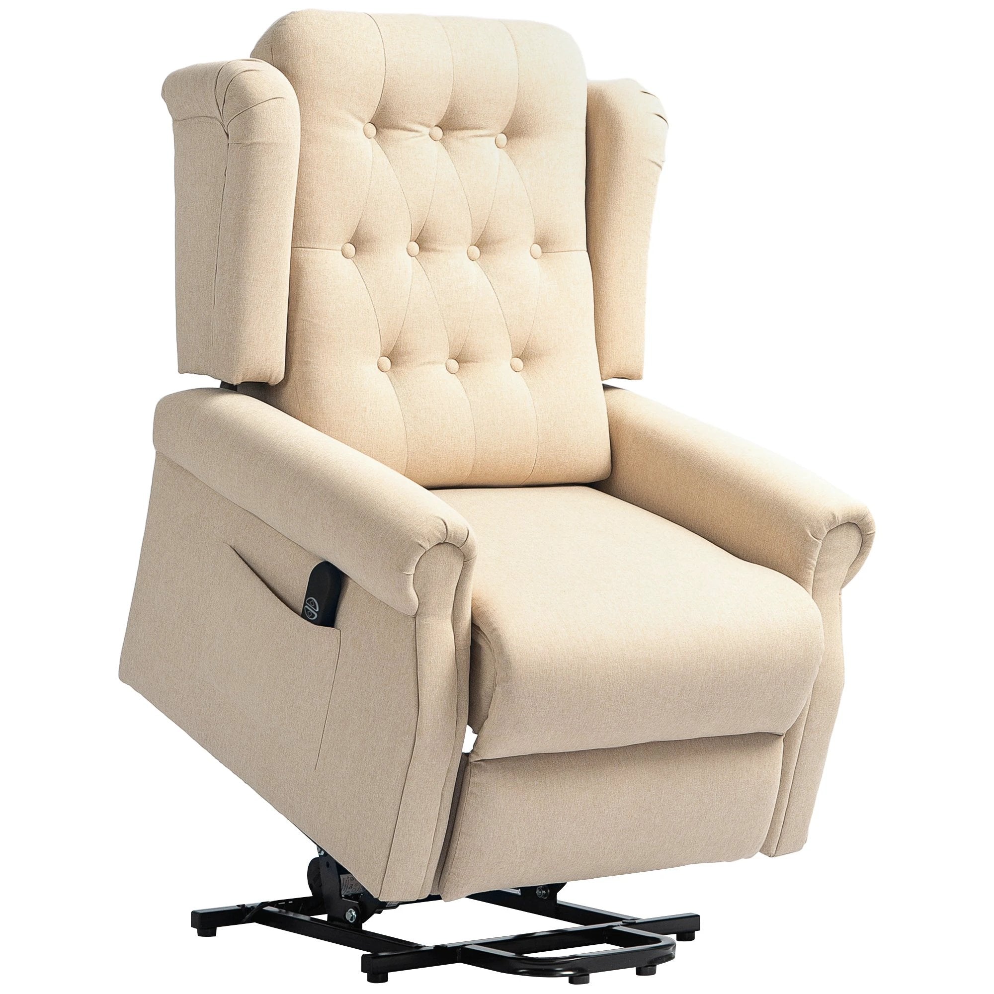 HOMCOM HOMCOM Power Lift Recliner Armchair with Wingback, Button Tufted, Beige - Recliner