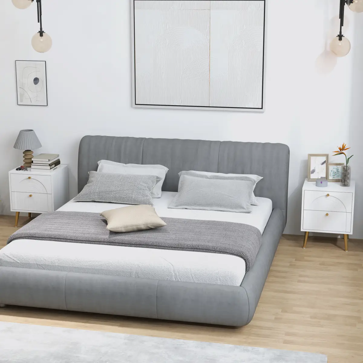 HOMCOM HOMCOM 2-Piece Bedside Tables Set with 2 Drawers for Bedroom, White - Bedside Table