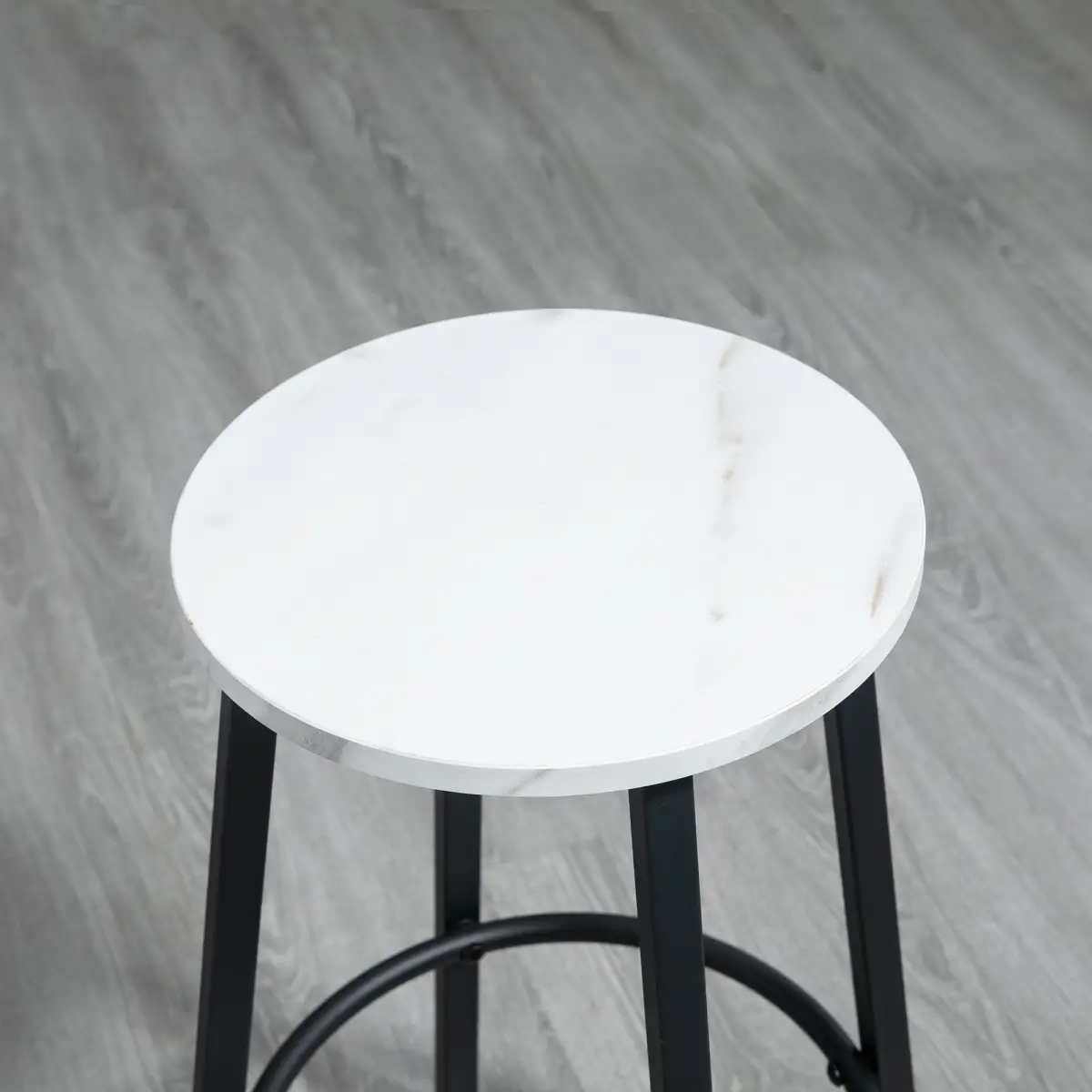 HOMCOM HOMCOM 3 Piece Bar Table Set for 2 with Stools Steel Frame Footrest White - Dining Set