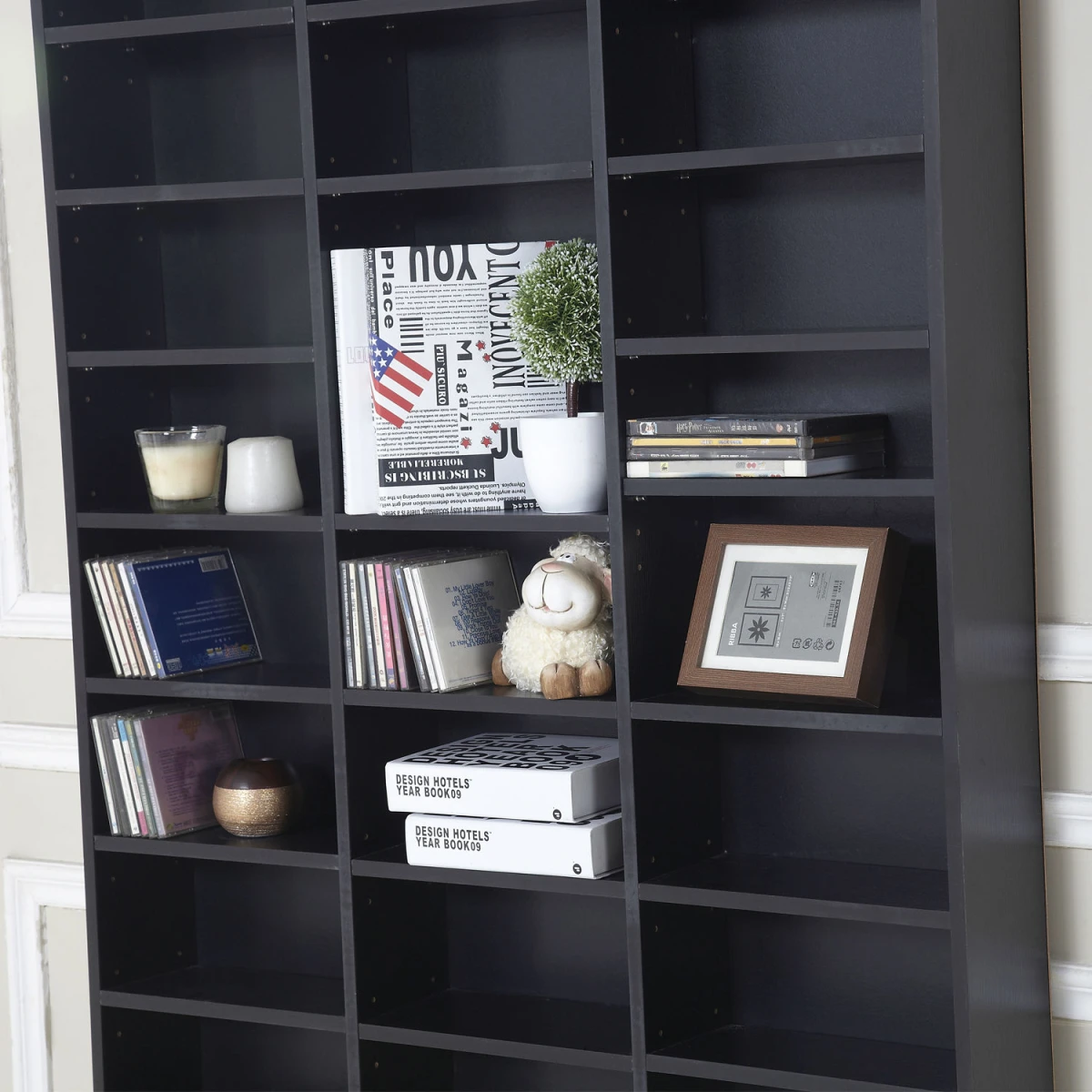 Unbranded HOMCOM CD DVD Media Storage Shelves Display Shelf Racks Wooden Frame Black - Wine Rack