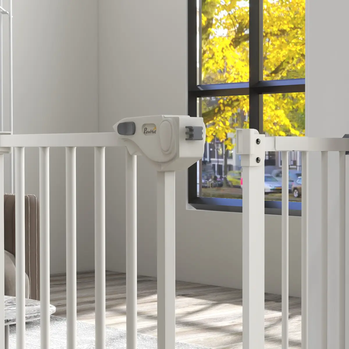 PawHut PawHut Adjustable Safety Gate w/ 1 Extensions and Four Adjustable Screws, White - Pet Gate